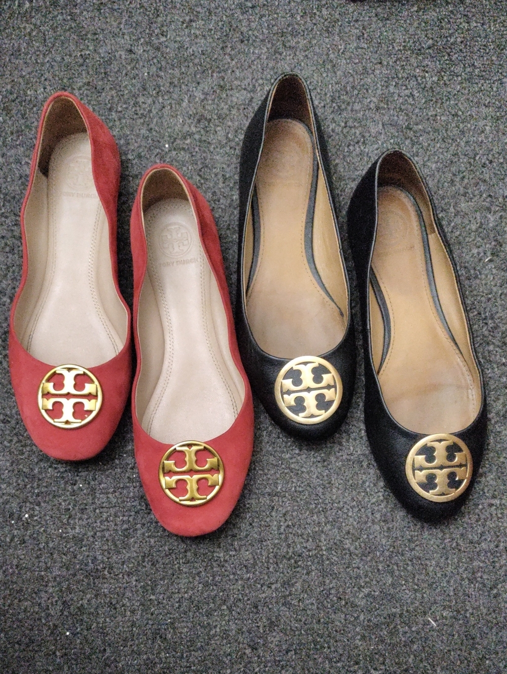 Tory Burch Minnie Travel Ballet Flat Two-Pair Lot Red & Black